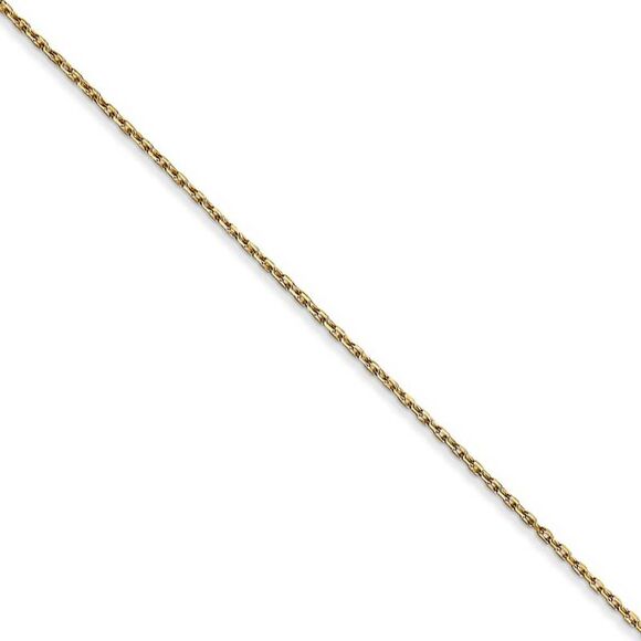 0.8mm 14k Yellow Gold Solid Diamond Cut Cable Chain Necklace, 18 Inch - Picture 1 of 8